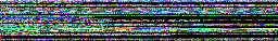 A short stripe 256 pixels wide and 38 pixels tall. Each row is one keyframe's full 256-colour palette, with vivid greens, oranges, blues, and earth tones.